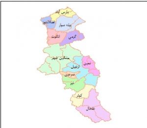 شیپ فایل تقسیمات استان اردبیل