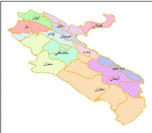 شیپ فایل تقسیمات استان ایلام