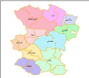 شیپ فایل تقسیمات استان همدان