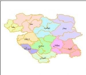 شیپ فایل تقسیمات استان کردستان 