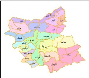 شیپ فایل تقسیمات استان آذربایجان شرقی